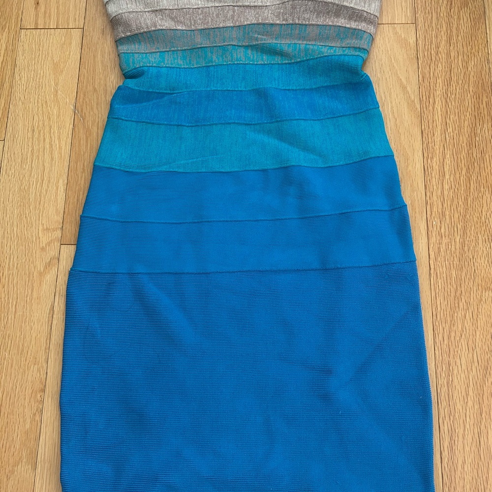 Marciano Gray and Blue Knee-Length Pencil Skirt
